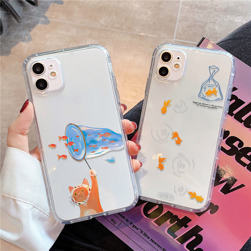 Apple Iphone 16 - حافظة هاتف شفافة على شكل سمكة