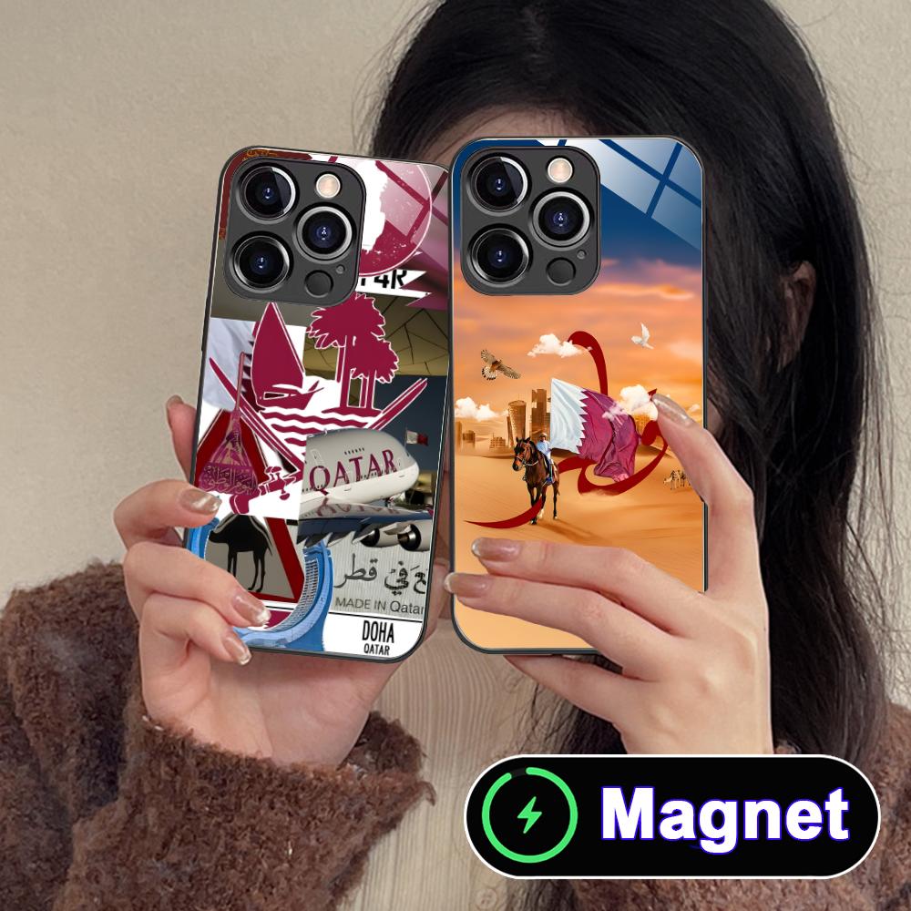 Phone Cases Qatar - غطاء هاتف محمول زجاجي بتصميم علم