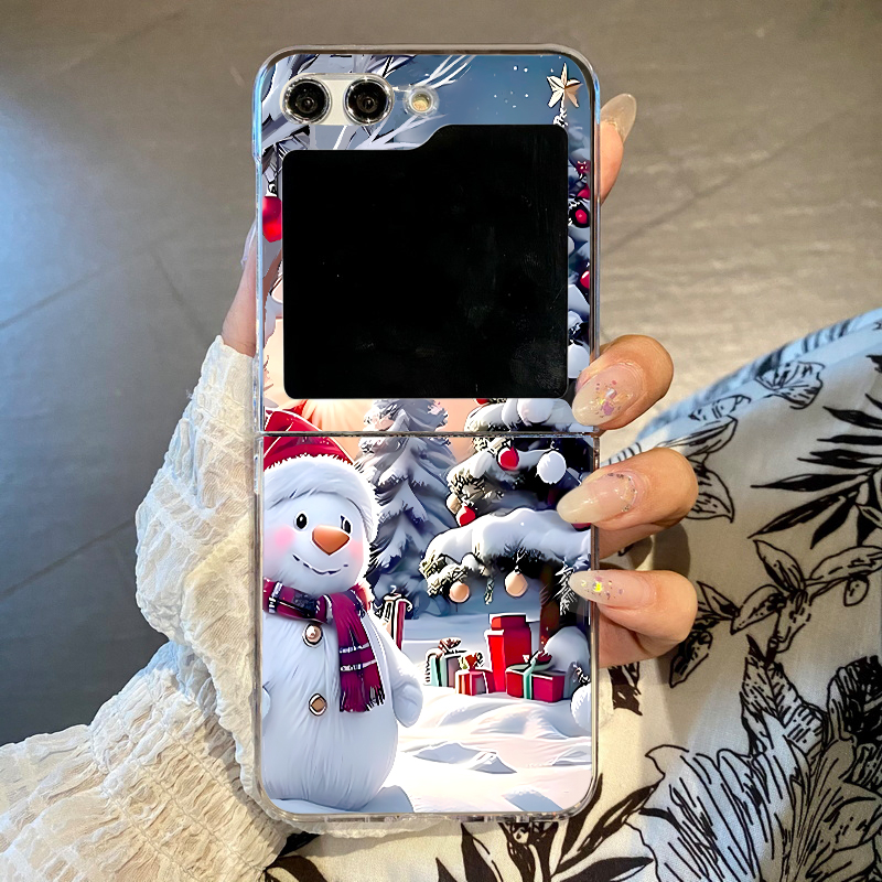 Phone Cases Z Flip 5 - غطاء هاتف بتصميم رجل الثلج والأيل