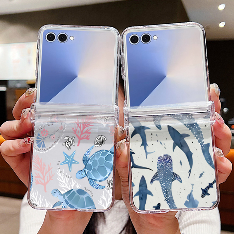 Phone Cases Z Flip 5 - غطاء هاتف بتصميم أصداف القرش لسامسونج