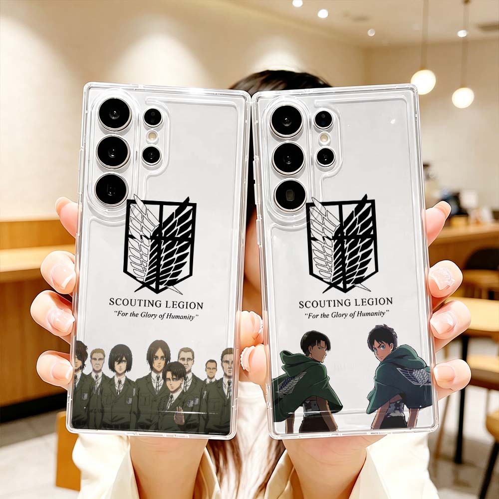 Phone Cases For Samsung S21 5G - غطاء هاتف شفاف بشعار أنمي هجوم