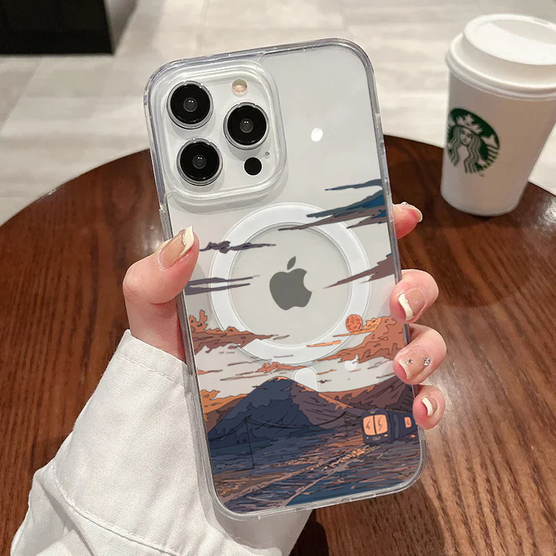 Phone Cases Magsafe - جراب هاتف عصري بنمط غروب الشمس