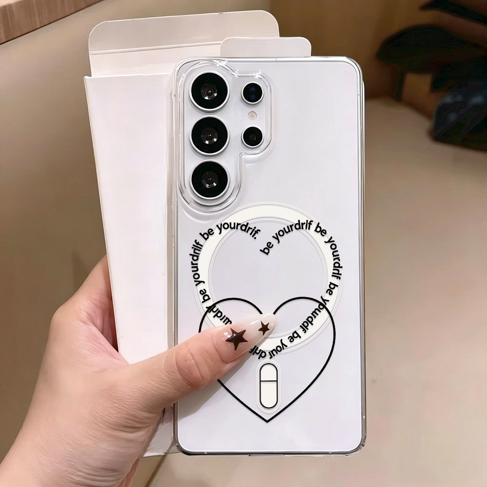 Phone Cases Magsafe - غطاء هاتف شفاف بتصميم قلب متوافق
