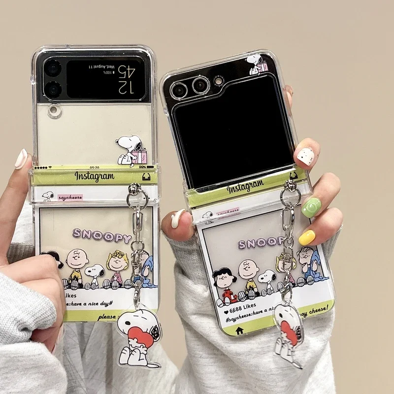 Phone Cases Z Flip 5 - غطاء هاتف شفاف بتصميم كرتوني لطيف