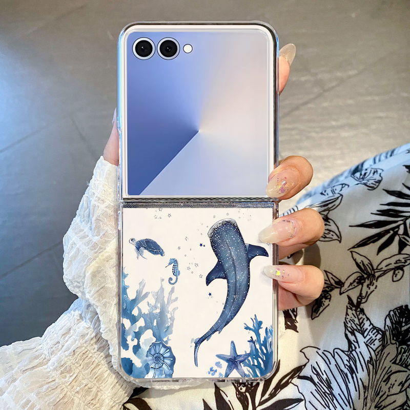 Phone Cases Z Flip 5 - الحوت نمط قضية الهاتف لسامسونج غالاكسي