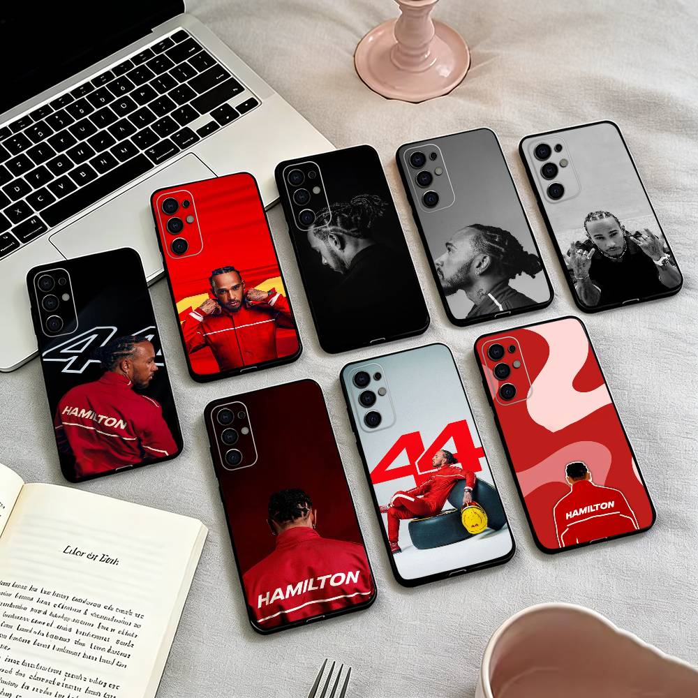 Phone Cases Hamilton - غطاء هاتف 44 L-Lewis-L H-Hamilton-H أسود