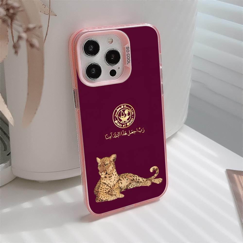غطاء هاتف محمول شفاف وردي بعلم - مراجعة Phone Cases Qatar وسعره