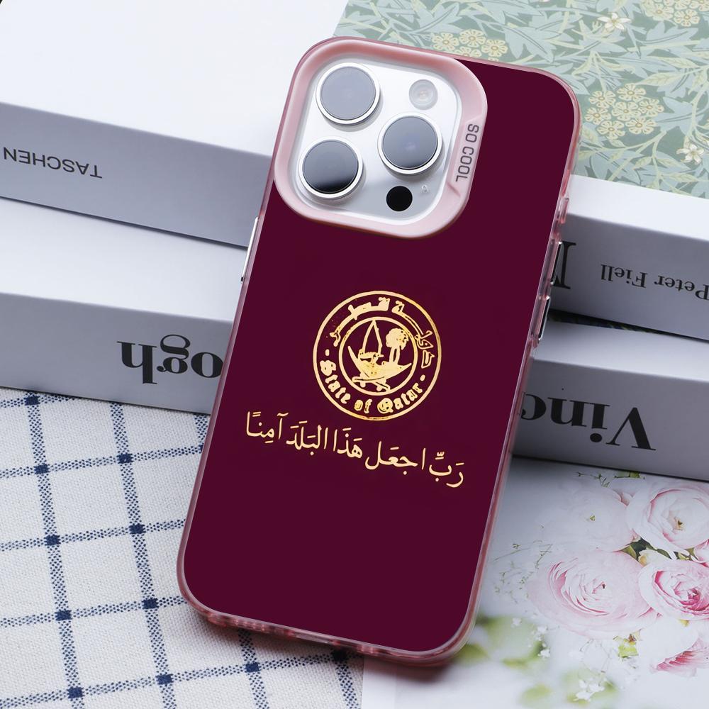 غطاء هاتف محمول شفاف وردي بعلم - مراجعة Phone Cases Qatar وسعره