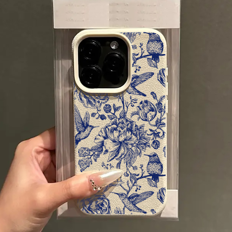 غطاء هاتف بنمط زهور وطيور أزرق - مراجعة Phone Cases Xs Max وسعره