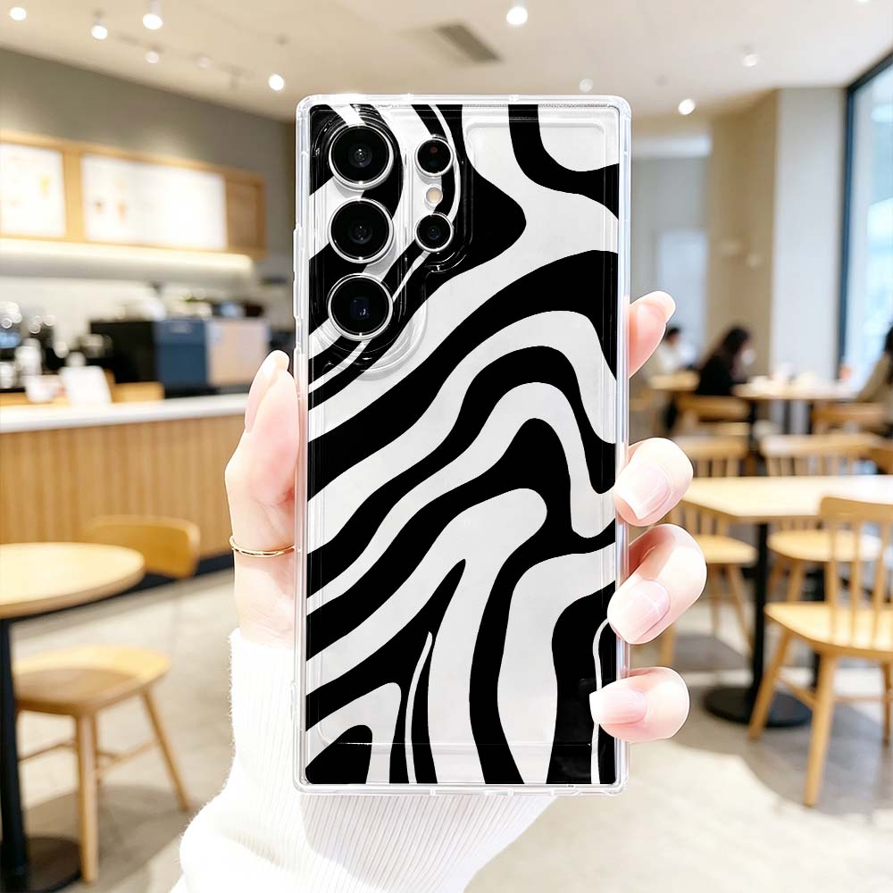 غطاء هاتف شفاف بتصميم موجة سود - مراجعة Phone Cases For Samsung S21 5G وسعره