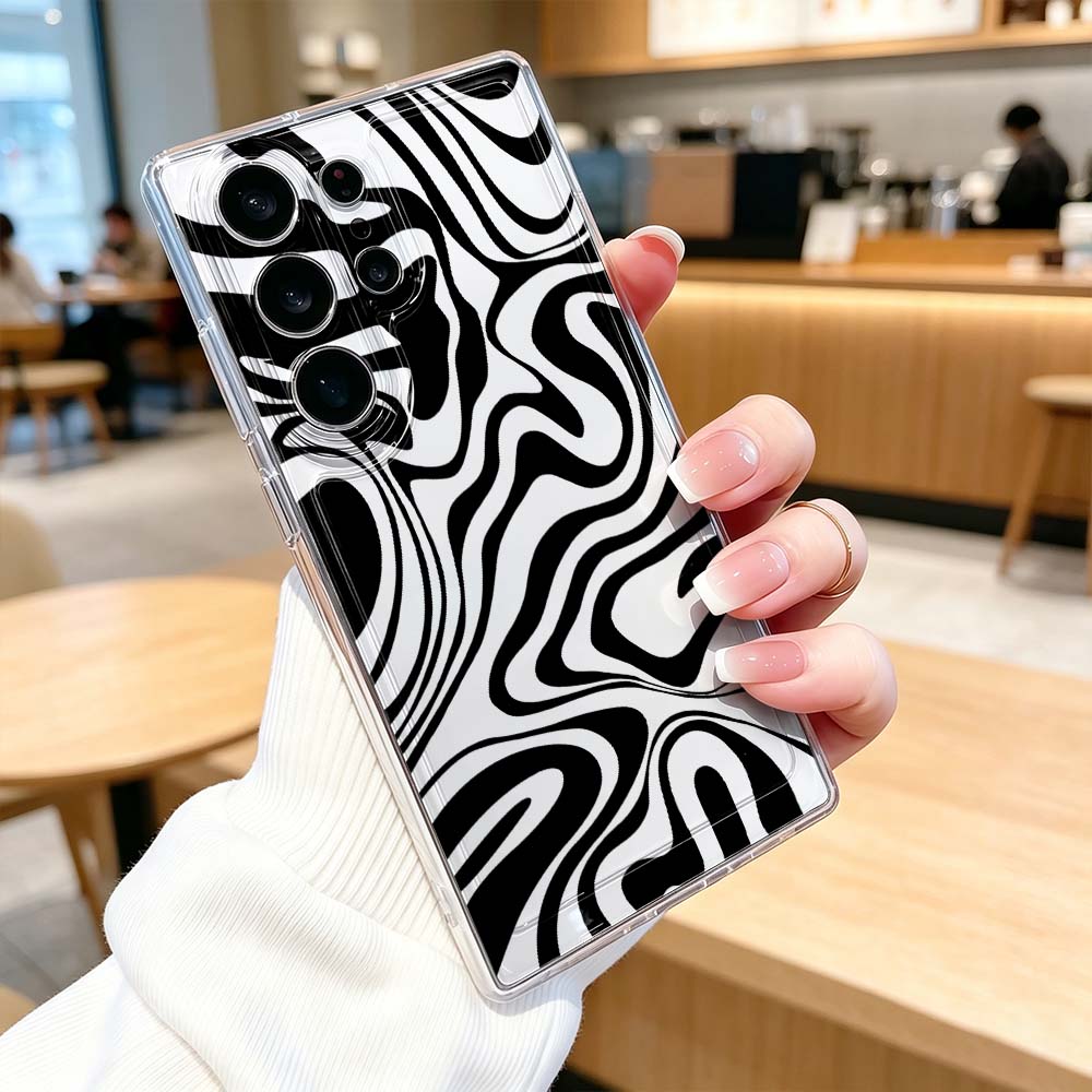 غطاء هاتف شفاف بتصميم موجة سود - مراجعة Phone Cases For Samsung S21 5G وسعره